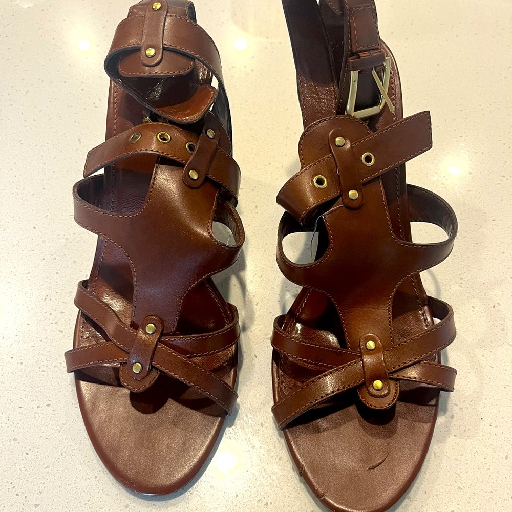 Franco Sarto Chestnut Leather Sandals